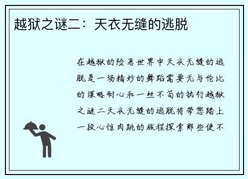 越狱之谜二:天衣无缝的逃脱 越狱之谜二:天衣无缝的逃脱