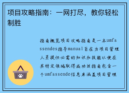 项目攻略指南:一网打尽,教你轻松制胜 项目攻略指南:一网打尽,教你轻松制胜