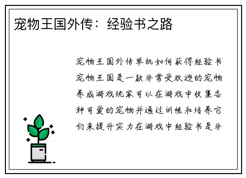 宠物王国外传：经验书之路